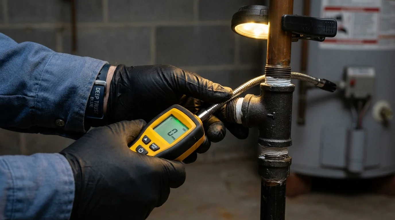 Gas leak detection with electronic sniffer by Johns Plumbing LLC in Lawndale