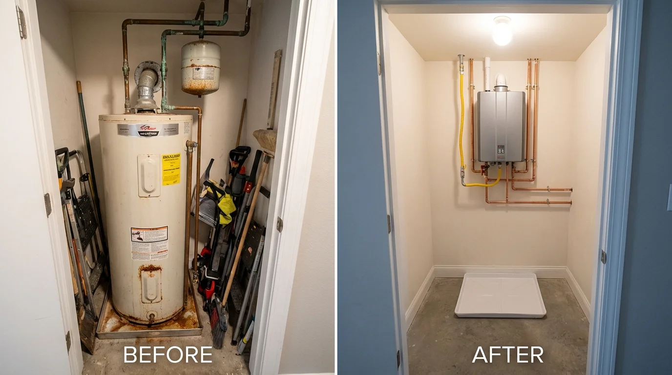 Tank water heater versus wall-mounted tankless unit comparison for Lawndale, CA homeowners
