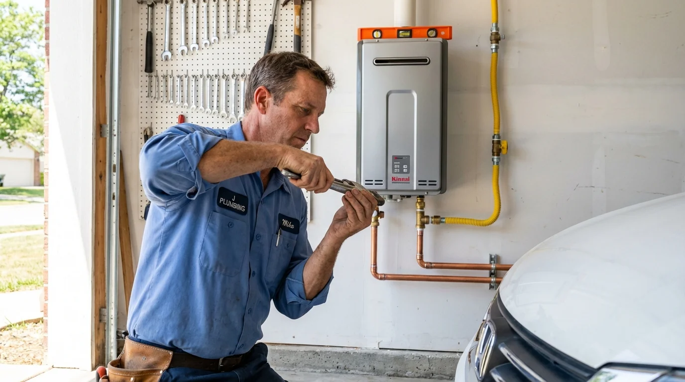 Tankless water heater installation by a Johns Plumbing LLC plumber in Lawndale
